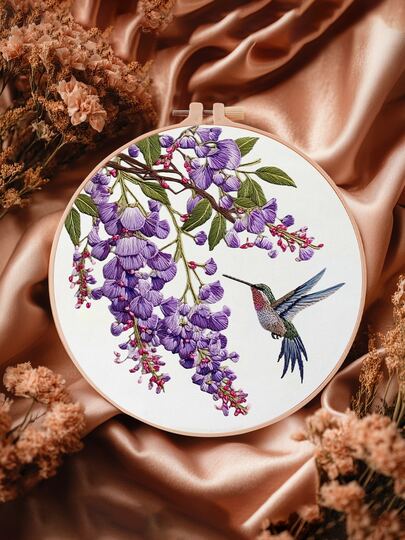 قطعة واحدة طقم تطريز، 20x20 سم / 7.9x7.9 بوصة، طقم تطريز DIY يدوي، أزهار وطيور، مناسب للمبتدئين البالغين، يشمل قماش التطريز، دليل التعليمات، إطار التطريز والإبرة والخيط، هدايا من الأصدقاء أو العائلة، أعمال فنية يدوية للأثاث والمكتب