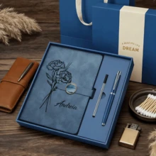 Customized Notebook And Fountain Pen Gift Set, Jade Fastener, Personalized Name And Floral Engraving, Retro Monthly Flower Journal, Includes Refills And Gift Box - Multicolor Jade Buckle Book - View 3
