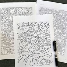 75pcs Stress Relief Tracing Drawing Sketches, Suitable For Adults To Relieve Boredom At Work, Painting Practice For Beginners, Train Focus And Observation, Random Assorted Designs - Multicolor - View 11