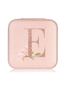 1个粉色玫瑰首饰盒，时尚旅行首饰盒，玫瑰金字母，个性化礼品旅行首饰盒，生日礼物，圣诞礼物，女孩礼物，A-Z字母旅行首饰盒 - 多色 - 查看 12