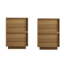 Modern Oak Bedside Table In Medieval Style, 38 X 48 X 50 Cm, Ideal For The Bedroom, With Handleless Drawers, 2 Pieces. - Maroon - View 9