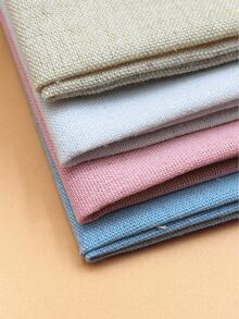 Set 4 buah Kain Linen Warna Terang, 4 Kain Linen Warna Polos, Kain Bordir, Kain Dasar Sulaman Silang, Untuk Kerajinan Pakaian, Menjahit, Potongan Siap Pakai 50*50cm, Sulaman Silang DIY, Memotong Patch - Kain linen imitasi 50*50cm - View 1