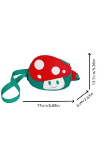1pc Girls' Cartoon Mushroom Nylon Zipper Closure Cute Chest Bag/Waist Bag/Crossbody Bag, Suitable For All Seasons Daily Use - A - View 4