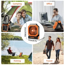 Neuer solarbetriebener Outdoor-Ventilator mit Solarpanel, tragbarem USB-Laden, 4 Geschwindigkeitsstufen, 3 Beleuchtungsmodi, ultra leise, Timer, Angel-Camping-Zeltventilator Outdoor-Werkzeugzubehör - Verschiedenfarbig - Übersicht 7