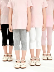 1/4 Pairs Children's Base Pants For Spring And Summer, Girls' Summer Thin Cropped Pants, Small Lace Princess Pants, Tight Pants, Paired With Skirts And Baby Elastic Knitted Pants - Multicolor - View 7