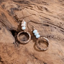 一对波西米亚复古镂空螺旋吊坠耳环，节日派对珠宝礼物（女士款） - 古銅色 15 - 查看 3