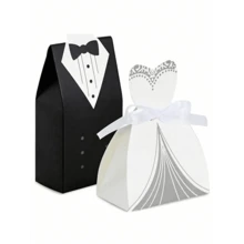 200 piezas Cajas de dulces estilo occidental para boda, cajas de recuerdos de boda para novios, cajas de regalo para dulces y chocolates atadas con cinta, cajas de recuerdos de fiesta de boda clásicas y creativas para decoración de mesa de postres, despedida de soltera, Día de San Valentín - Conjuntos - Ver 11