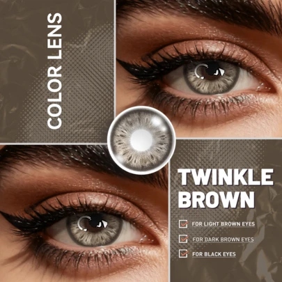  Lalens Sparkling Brown 1 Pair Semi-, 14.5mm, Glitter Soft Beauty Lenses For Women