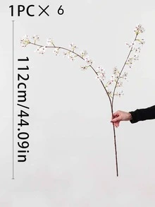 1/3/6支装仿真樱花，花茎长112厘米/44.09英寸，适用于室内装饰、派对装饰、办公室装饰、DIY花束、花园装饰、婚礼装饰、家居装饰、春季装饰、情人节装饰、浴室装饰、客厅装饰、卧室装饰。 - 彩色 - 查看 10