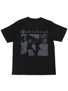 RadioheadS Rock Band Digital Print American Street Hip Hop Retro Black Short Sleeved T-ShirtStyle Tee T-Shirt TRENDSSy For Men Tops.... Graphic Tees Women - 黑色 - 查看 1