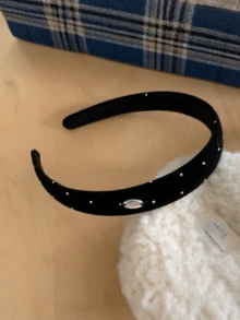 1 件天鹅绒水钻窄发箍，奢华水晶蝴蝶结发圈，优雅日常佩戴发饰，适合女性、夏季、假日、旅行 - 黑色 - 查看 4