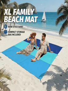 Extra Large High-Quality Anti-Sand Beach Blanket - Durable Polyester Lightweight Outdoor Mat Suitable For Camping, Hiking, Picnics, Beaches And Pools - Machine Washable All Season With Storage Bag - Multicolor - View 3
