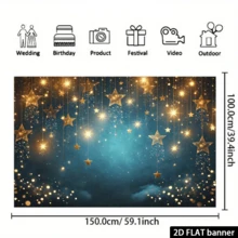 Phông nền phẳng 2D, phông nền polyester lấp lánh bầu trời sao rực rỡ, thích hợp cho tiệc sinh nhật, studio chụp ảnh và các sự kiện kỷ niệm, vải treo, không cần nguồn điện. - 1 - Xem 6