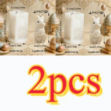 3D复活节兔子胡萝卜硅胶模具 DIY蜡烛制作树脂模具 适用于大豆蜡肥皂环氧树脂工艺品 - A-白色 - 查看 10