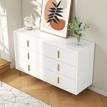 Elegant Modern Design Dining Room Cabinet With Drawers And Plenty Of Storage With Gold Handles. - White - View 7