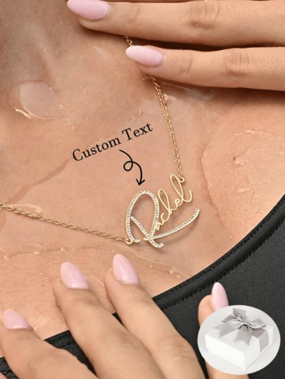 Customized Stainless Steel Zirconia Necklace, Personalized Floral Letter Pendant With Sparkling Gemstones, Personalized Gift, Valentine's Day Gift, Mother's Day Gift, Anniversary Gift, Family Gift, Waterproof & Fade-Resistant Summer Beach Necklace