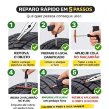 Kit Reparo Rápido Prático Versátil Para Furo em Pneu 6 Peças Viagem Segura - A - Visão 6