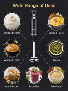 SOKANY 4-In-1 500W Hand Blender Set, Includes Blending Wand, Whisk, Chopper And Measuring Cup, Speed Adjustable For Food Processing And Baby Food Preparation - EU C Type Plug(220-240V) - View 9