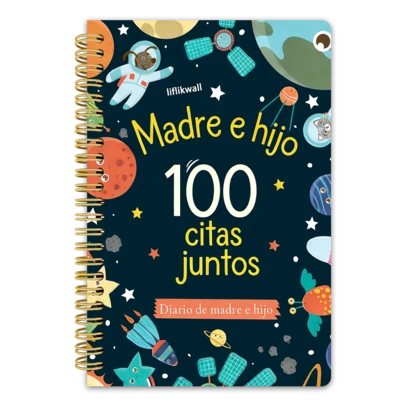 1 pieza Diario conmemorativo de madre e hijo | Recuerdos significativos, compartiendo viajes y recuerdos, adecuado para planificar 100 aventuras, papel de alta calidad, regalos de cumpleaños, Día de la Madre | Sin fecha, con líneas, en español