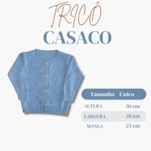 CONFECÇÕES ROMILA Knitted Baby Boy/Girl Wool Sweater With Wooden Buttons, Lightweight Cardigan, Unisex - 淺藍色 - 查看 3