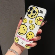 Smiley World Funda de teléfono transparente antideslizante con cara sonriente pintada compatible con Apple - Multicolor - Ver 3