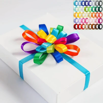 1 Roll Of Various Colored Satin Ribbon For Handmade Crafts, Length 220cm/86inch, Polyester Material Gift Packaging Ribbon, Including 3 Sizes Suitable For Making Bows, Hair Accessories, Wedding Decorations, Floral Arrangements, And Party Supplies, With Random Colors