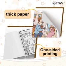 GDTME 1 Pc "Couple's Moments" Pearl Thickened Inner Page Coloring Book, Size 20cm*20cm, 24 Pages. Coloring Before Bed Helps Relax And Sleep. This Coloring Book Is Suitable For Parent-Child Interaction, With A Simple And Warm Style, Making It A Must-Have For Back To School And A Great Gift. - XJ-382 - View 3