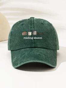 1 pieza Gorra de béisbol lavada unisex - Impresa con el texto "Temporada de lectura Libro Café Gafas" - Correa ajustable, sombrero ligero para exteriores apto para las 4 estaciones, adecuado para senderismo, camping, uso diario - Regalo perfecto - Diseño de fácil lavado, accesorio de cabeza casual, patrón divertido, accesorio de cabeza cómodo - Gorra de béisbol lavada - Ver 10
