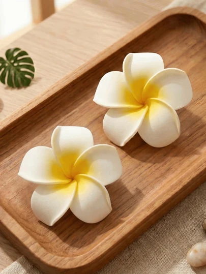 2 piezas Pasadores de pelo con diseño floral bohemio - Diseño de flor de tuberosa tropical, perfectos para estilos de playa y vacaciones, colores mixtos, uso en todas las estaciones, estilo casual | Diseño de flor de tuberosa tropical, pasadores de pelo vibrantes, pasadores de pelo duraderos