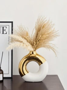 1 pièce Vase en céramique de 5,5 pouces : Grand et petit vase à fleurs en platine, convient pour la décoration de la maison, style minimaliste moderne, vase pour herbe de la pampa, convient pour le salon, la table à manger, la table basse, le bureau, la chambre à coucher, cadeau de fête, vase de décoration de pièce, vase en verre - Plusieurs styles - Voir 4