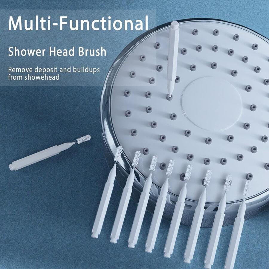 20pcs Small Hole Shower Head Cleaning Brush, Multi-Functional Shower Head Cleaning Tool, Anti-Clogging Shower Nozzle With Storage Box, Household Bathroom Shower Head Cleaning Brush - White - View 1