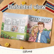 GDTME 1 Pc "Couple's Moments" Pearl Thickened Inner Page Coloring Book, Size 20cm*20cm, 24 Pages. Coloring Before Bed Helps Relax And Sleep. This Coloring Book Is Suitable For Parent-Child Interaction, With A Simple And Warm Style, Making It A Must-Have For Back To School And A Great Gift. - XJ-382 - View 6