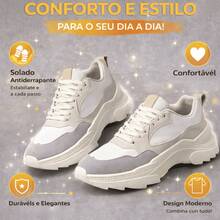Women's Modern Platform Sneakers, Comfortable For Everyday Casual Wear, Stylish, Vacation, Lace-Up, Party, Office, Outdoor - 白色/自然色 - 查看 9