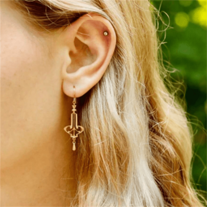 1 Pair Vintage Palace Style Minimalist Floral Pendant Earrings, Fashion Jewelry Gift For Women Wedding Party