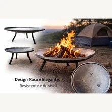 Outdoor Fireplace Tripod Steel Portable Firewood Rustic 35cm Diameter - 黑色 - 查看 4