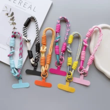 Shockproof Lanyard Gasket New Handmade Woven Short Wrist Strap With Phone Case Connector Universal Phone Case Accessory Anti-Slip Anti-Drop Portable Pendant Spring Gift Birthday Anniversary Wedding Party - Multicolor - View 2