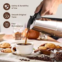 Cafetera de acero inoxidable, Cafetera Moka eléctrica portátil de 2/4/6/9 tazas, Cafetera de estilo europeo para espresso - Menos de 0,5 l - Ver 2