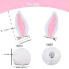 2个兔耳朵头箍和1个兔毛尾巴，适合复活节兔子装扮 - 彩色 - 查看 4