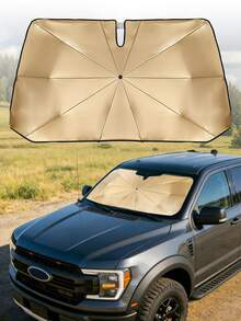 1 Stück Sonnenschutz Auto Regenschirm für den Sommer, faltbarer reflektierender Sonnenschirm für die Autoscheibe, Königsgrößen UV-Schutz Sonnenblende Regenschirm geeignet für alle Größen von Autoscheiben, dick, titansilber, wärmedämmend und UV-blockierend - A - Übersicht 1