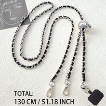 合金皮革挂绳垫圈 1 件装，130 厘米可调节扣环链条金属球带，枪黑色/银色，适用于斜挎包和单肩包，带子设计非常适合 DIY 钱包项目。黑色替换肩带链条配件，DIY 包包配件，PU 人造革可调节长款斜挎手机挂绳，手机挂绳系绳垫，用于手机壳插入，生日礼物 - 彩色 - 查看 7