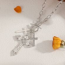 1pc Gothic Style Cross Necklace - Silver - View 9