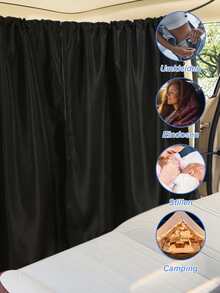 通用型汽车隔断及侧帘套装 – 黑色隐私隔断，带遮阳、防紫外线和隔热功能 – 易于安装，采用挂钩和魔术贴，适用于轿车、SUV、面包车、卡车，遮光隐私帘 - 遮陽簾 - 查看 5