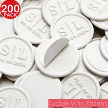200张蜡封贴纸，可定制Logo，手工制作，适用于婚礼请柬，自粘信封蜡封贴纸 - 白色 - 象牙白 - 查看 3