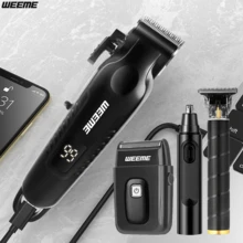 WEEME Conjunto inalámbrico de afeitadora y recortadora eléctrica para hombres 4 en 1, incluye recortadora de vello nasal y afeitadora, herramientas de aseo multifuncionales para recortar, afeitar y limpiar, adecuado para uso doméstico, viajes y como regalo para novio o padre - Negro - Ver 9