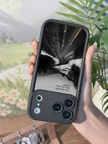 1个励志标语手机壳，黑白雪路图案全包防震保护壳，兼容 7P、XR、13、14、15、16 Pro Max，Galaxy S22、S23、S24、S25 Ultra、A13、A14、A15、A16、A53、A54、A55等机型 - 黑色 - 查看 3