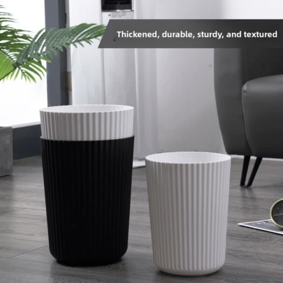 1pc Black/White Household Garbage Bin, Large Capacity Storage For Bedrooms, Bathrooms, Kitchens, Garbage Bins, Bedroom Living Room Bathroom Paper Basket, Garbage Storage Bin, Suitable For Offices, Bedrooms, Kitchens, Bathrooms, And Living Rooms, Uncovered, Large Volume, Desktop,[The Size Of Size M Is Relatively Small, Suitable For Desktop Garbage Bin Storage. It Is Recommended To Choose A Larger Size]