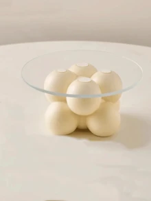1pc Resin Ball Tray - Simple And Cute Design, Suitable For Bathroom Countertop And Bedroom Vanity. Perfect For Displaying Perfumes, Skincare Products And Jewelry, Adding A Warm And Fashionable Ambiance. Elegant Storage Rack And Decorative Piece. - Multicolor - View 4