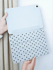 波点和极简图案平板电脑保护套，兼容 9.7/10.2/10.5/10.9/12.9/Pro 11（第十代）、Galaxy Tab S6 Lite 10.4”，提供柔软防震保护，支持智能支架/自动唤醒/睡眠功能（浅蓝色） - 淺藍色 - 查看 3