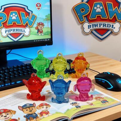  6pcs/24pcs Paw Patrol Series Resin Mini Animal Figurines, Cute Dog Shaped Decor, No Power Needed, Suitable For Rubble, Chase, Rocky, Zuma, Skye, Everest, Tracker, Tuck, Ella, Rex, WildCat, Liberty, Garden, Party, Micro Landscape, Aquarium Decoration, Great For DIY Crafts, Gardening, Potted Plants, Car And Party Decoration (Product May Differ From Image)