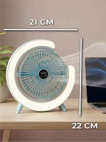 Ventilador Portátil Recargable con Luz LED Ambiental Diseño Minimalista 3 Modos de Aire y Batería Integrada - Azul - Ver 4